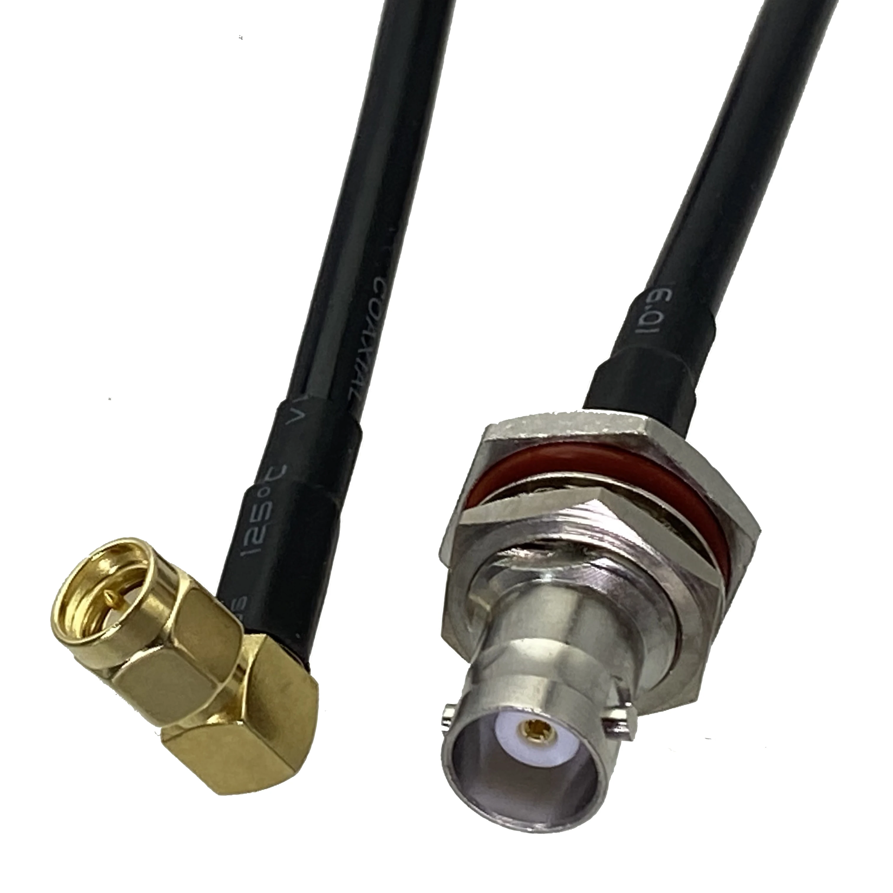 

1pcs RG58 SMA Male Plug Right Angle to BNC Female Jack Bulkhead RF Coaxial Connector Pigtail Jumper Cable New 6inch~5M