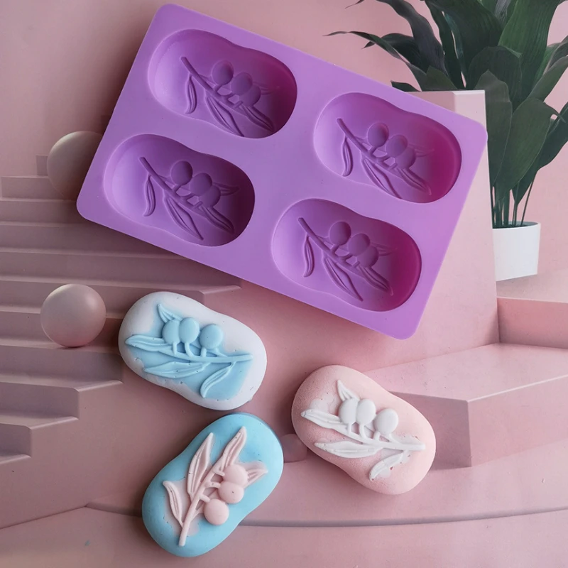 Oval Olive Tree Silicone Soap Mold 4 Cavities silicone soap molds