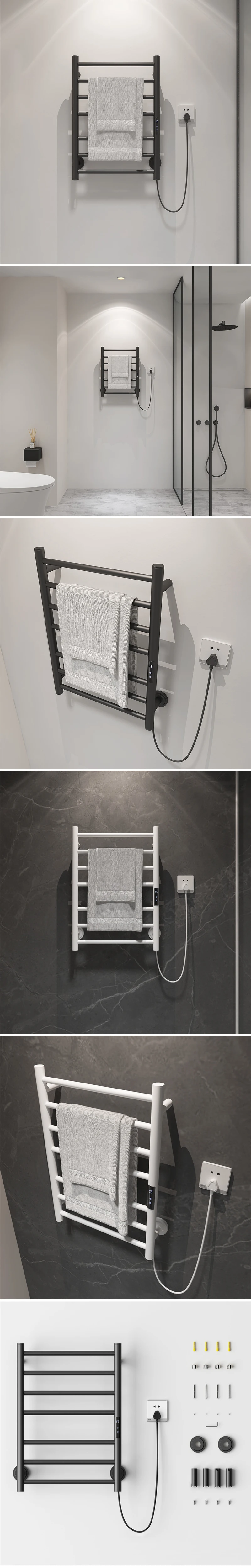 Description Picture 3 of itemBlack/White Stainless Steel Heated Towel Rack.Digital Display Towel Dryer.Bathroom Wall Mounted Bath Towel Radiator.Towel Warmer