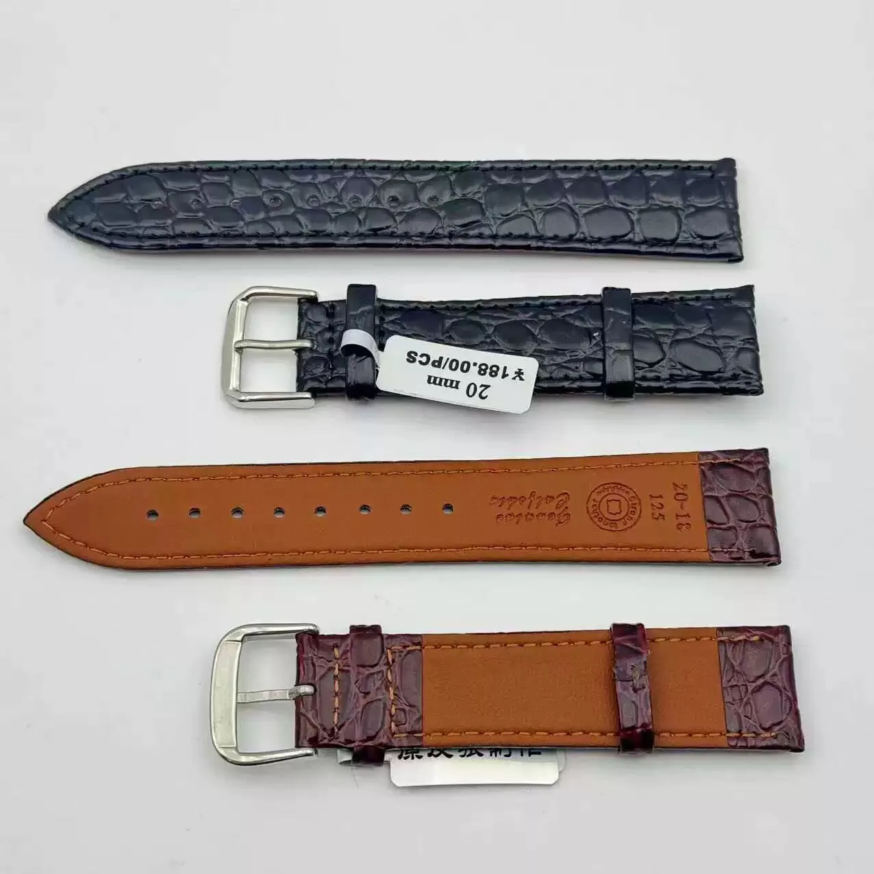 Elegant Genuine Leather Watch Strap with Pin Buckle - Premium Cowhide Bracelet