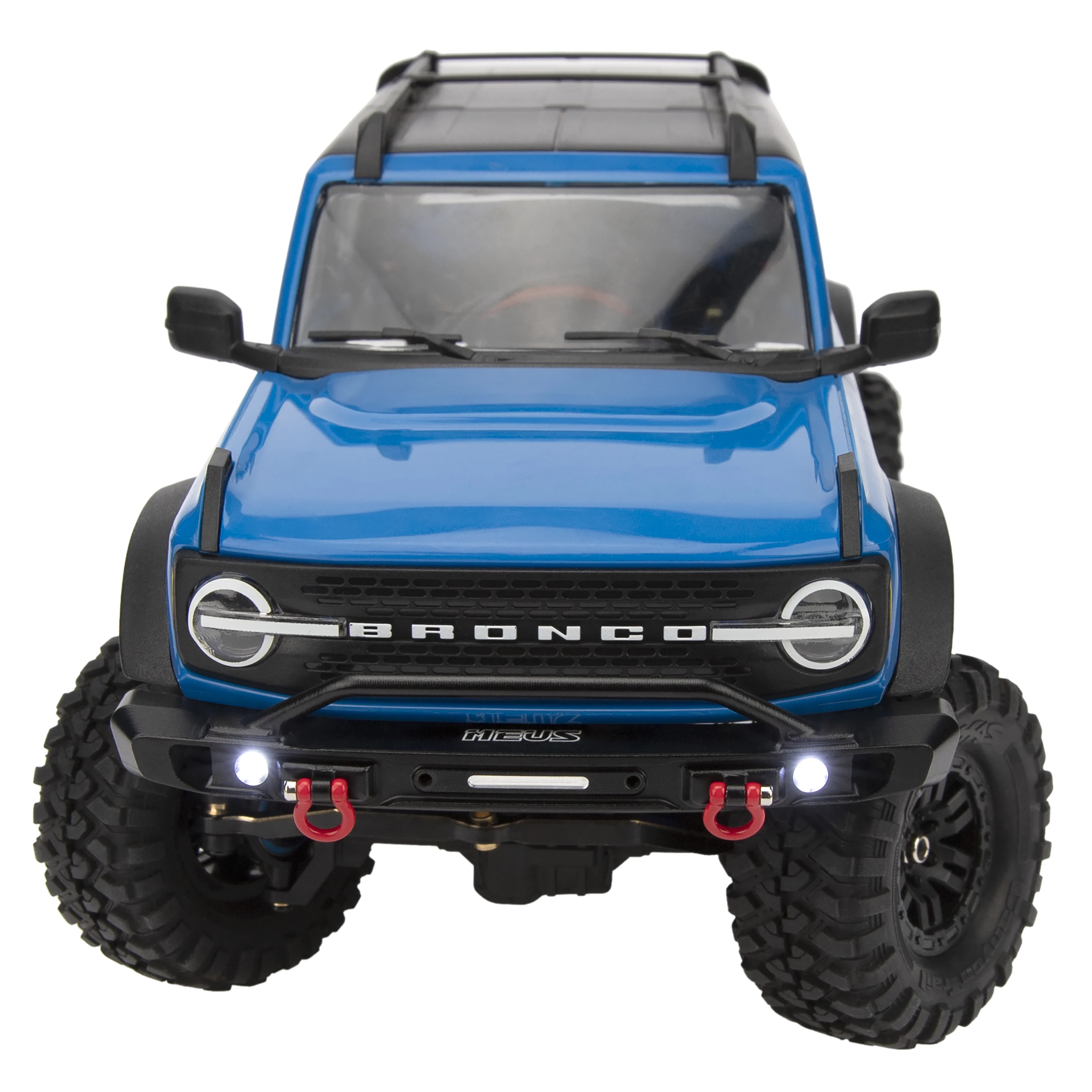 MEUS RACING Aluminum Front Bumper with LED Lights for TRX4M 1/18th RC Crawler Car Upgrades Bronco 3