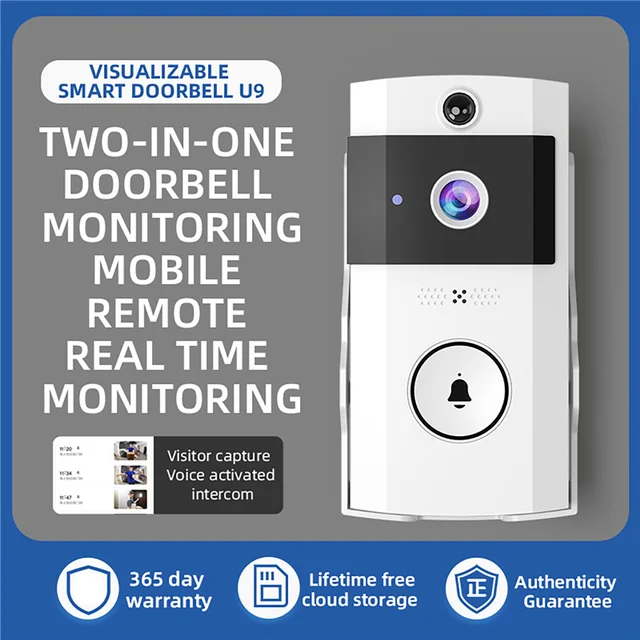 Outdoor Wireless Doorbell with Solar Cover Camera Wifi Digital Door Peepholes Waterproof Smart Home Intercom Video Eye Ring Bell 4
