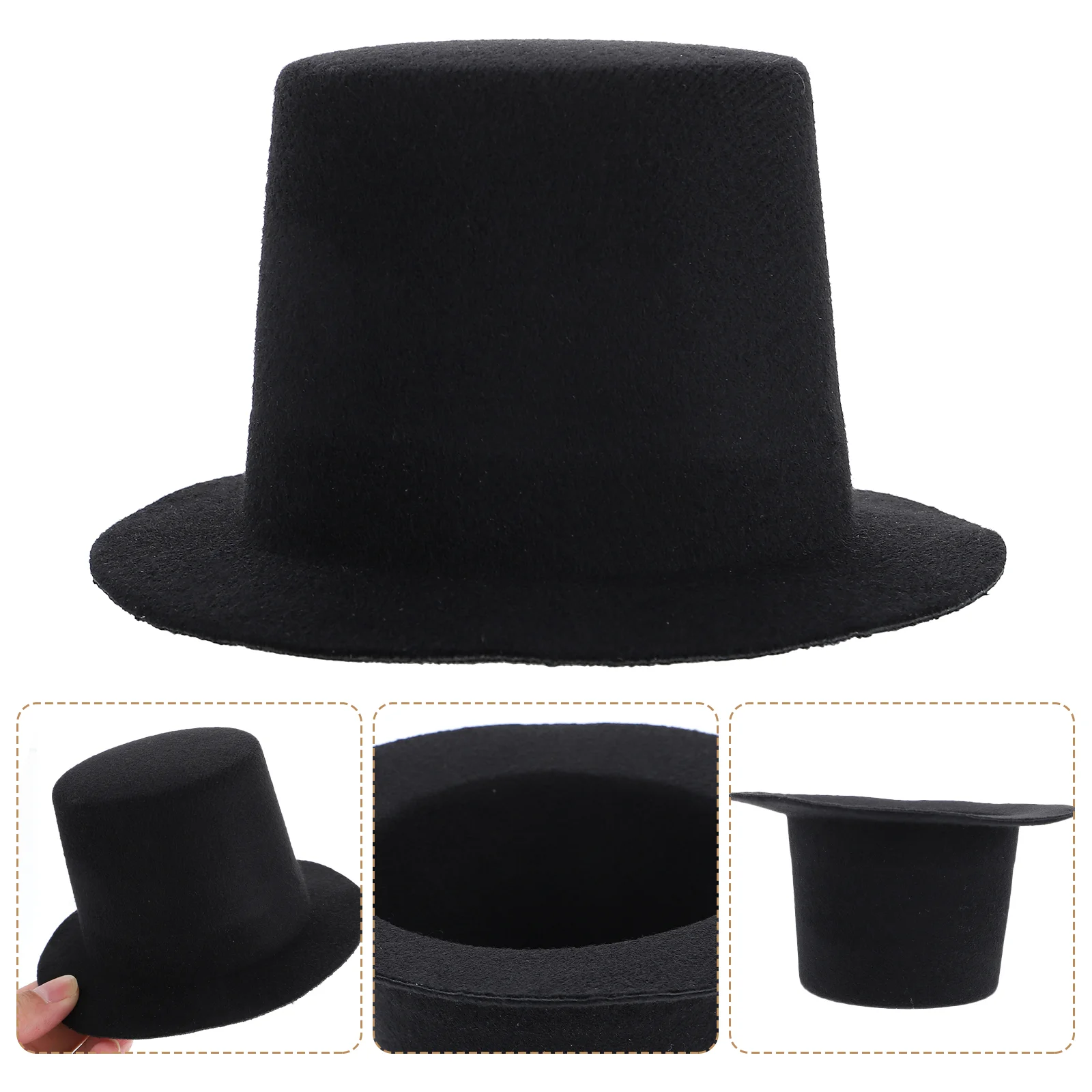 

Mini Black Top Hats Doll Hat Formal Hats Dog Pet Costume Bear Formal Hat Kids Doll Hat For Diy Crafts Cats Gifts Kids Snowman