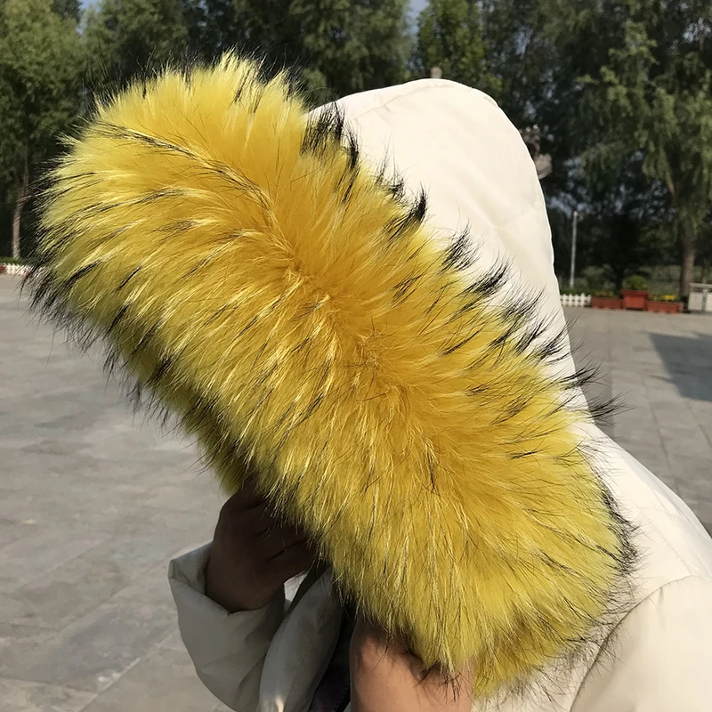 2023 Real Raccoon Fur Collar Women Winter Blue Natural Fur Scarves Fashion Neck Warmer Femme Scarf 13cm 15cm 18cm Width Shawl 5
