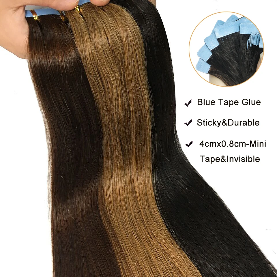 Tape In Human Hair Extensions 100% Remy Natural Human Hair 16-26 inch Straight Extensions Seamless Skin Weft Adhesive for Women human hair extensions hair extensions