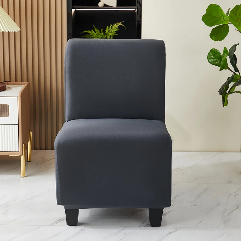 Elastic Fat Single Sofa Cover Fat Chair Protective Cover Washable Armless Stretch Chair Sofa Solid Color Short Back Chair 3