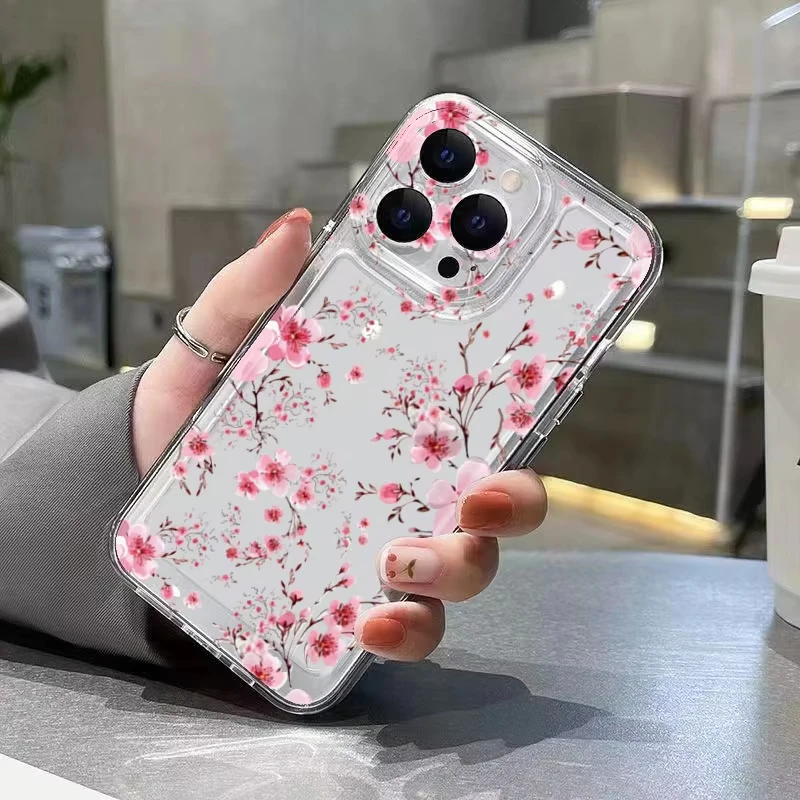 Cherry Blossom Pattern Clear Phone Case with Bumper Cover