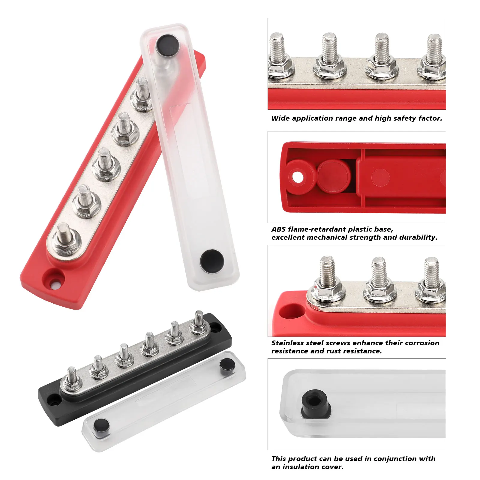 48V 150A Stromverteilerblock 6 x M6 Anschlussbolzen Marine mit Abdeckung Sammelschienen Heavy Duty für Marine Boot LKW RV Großhandel – Detail 2