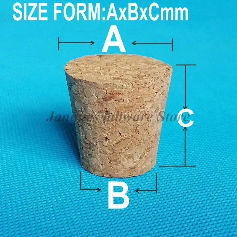 Cork stopper 100pcs Top Diameter 7.5mm to 30mm Lab Glass Bottle Stopper Kettle Pudding Bottle Cork Cap Burette Tube Wooden plug