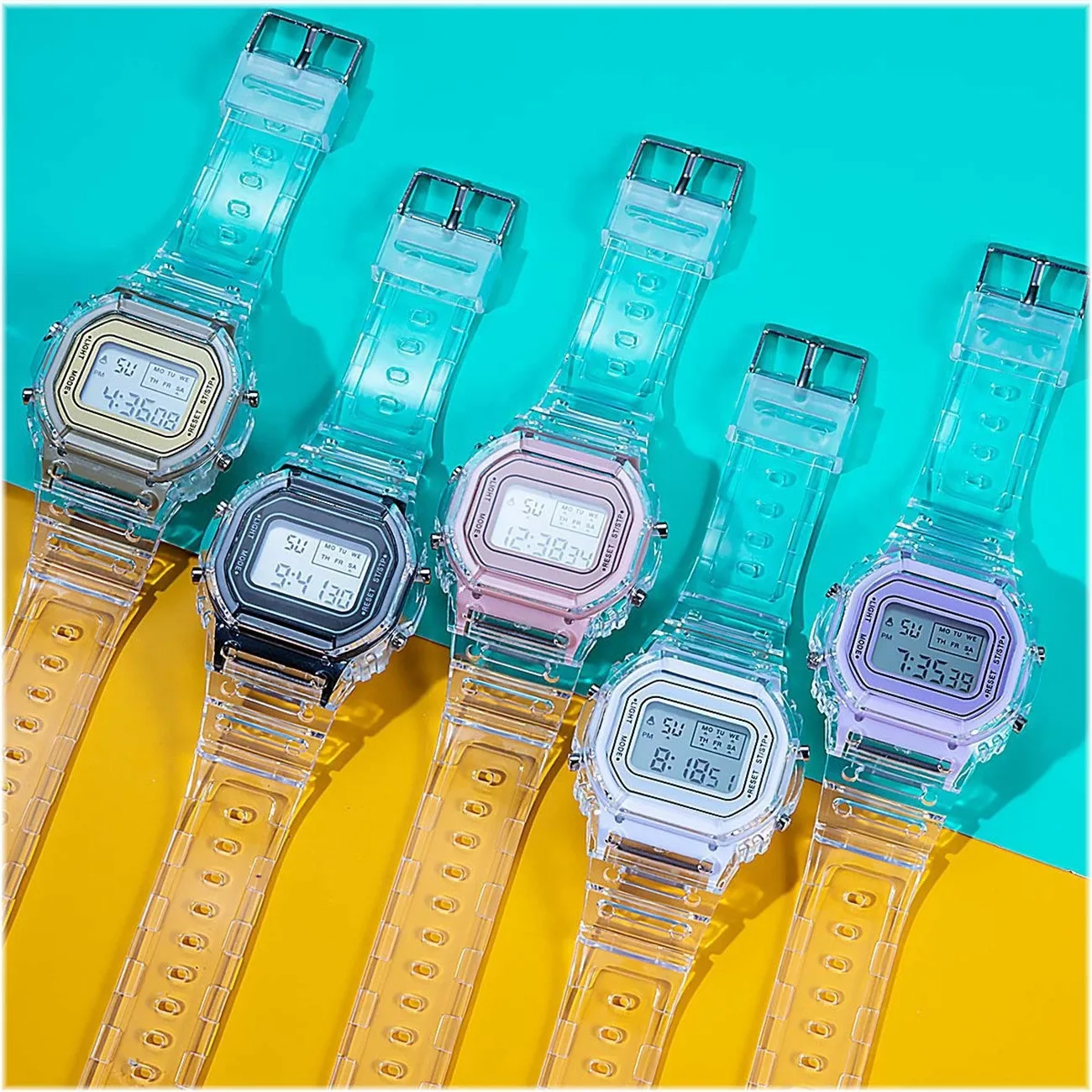 

Fashion Men Women Watches Gold Casual Transparent Digital Sport Watch Lover'S Gift Clock Children Kid'S Wristwatch Female Clock