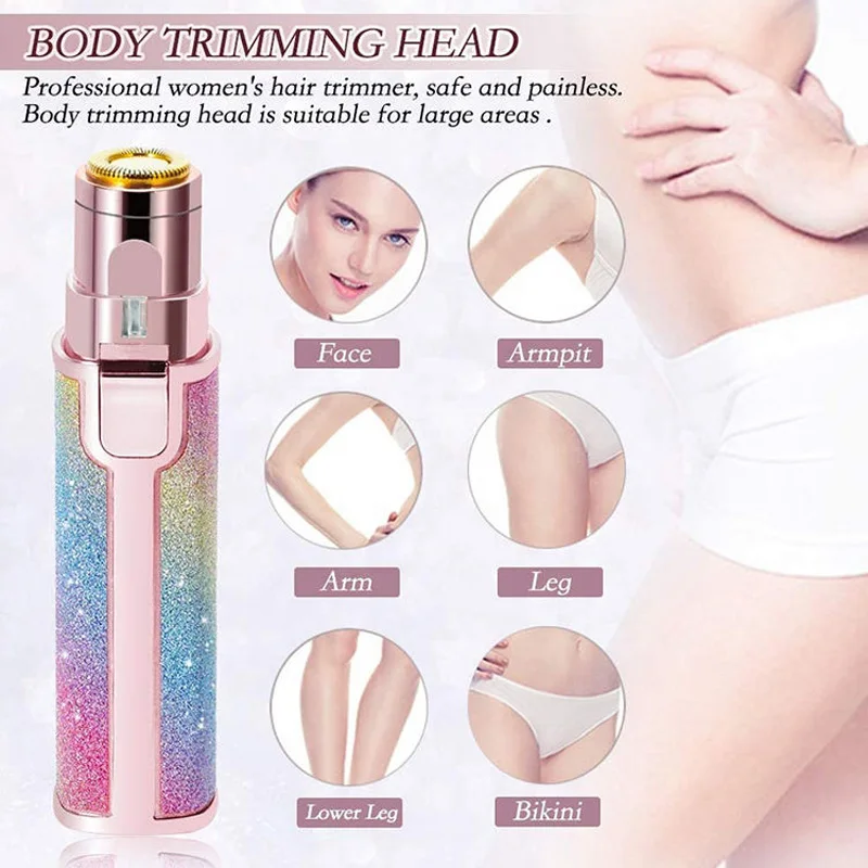 Eyebrow Trimmer 2 In 1 Electric Shaving Eyebrow Trimmer Female Body Facial Lipstick Shape Hair Removal Painless Razor Shaver hair trimmer