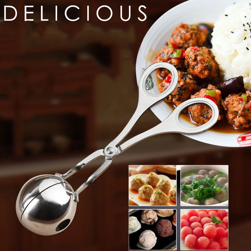 Stainless Steel Meatball Clamp Pill Round Rice Ball Maker Clip Tongs with Grip Pork Beef Meat Kitchen Cooking Tools DIY Gadget meatball maker