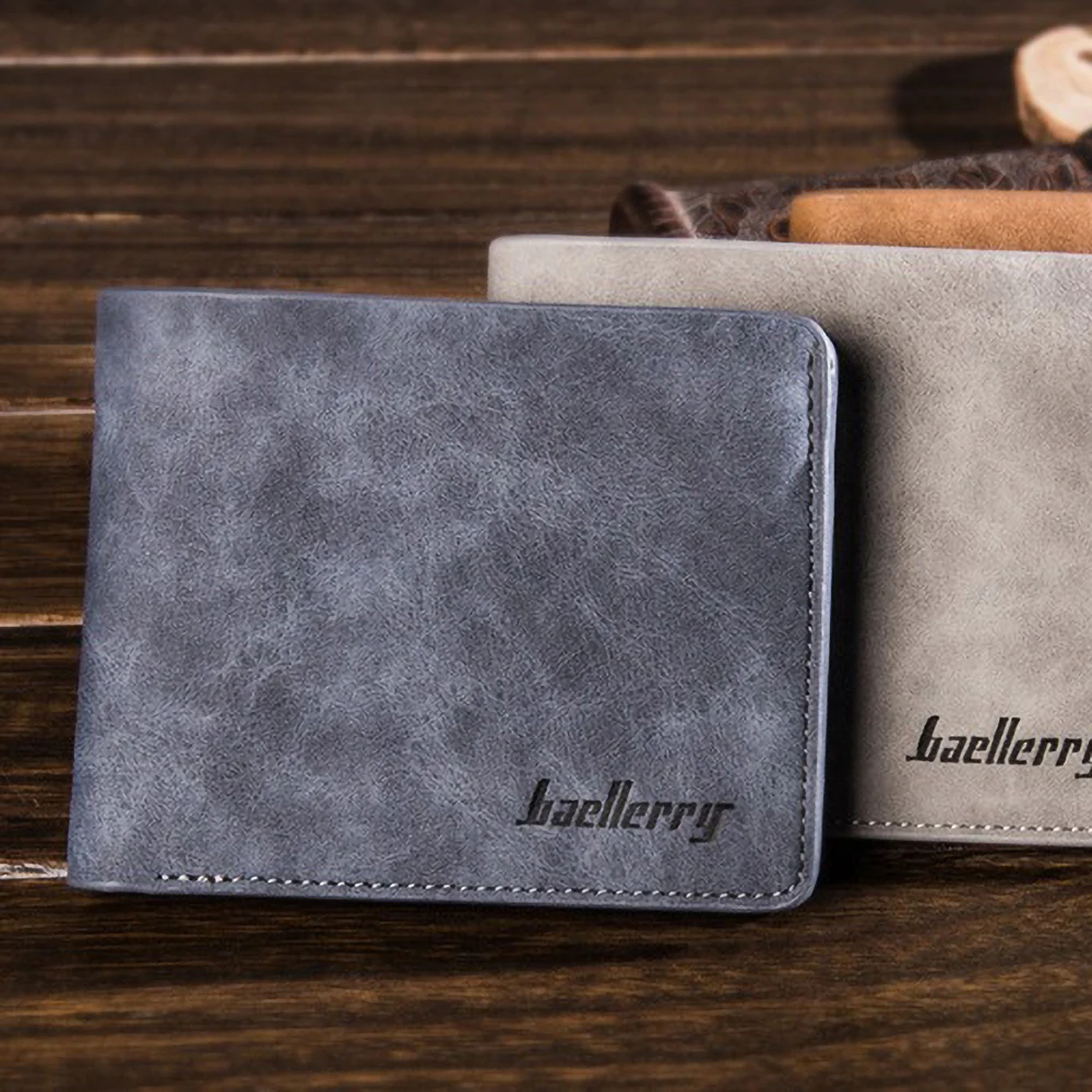 Slim Minimalist Men's Short PU Wallet Protection Engraved Leather Card Holder Travel