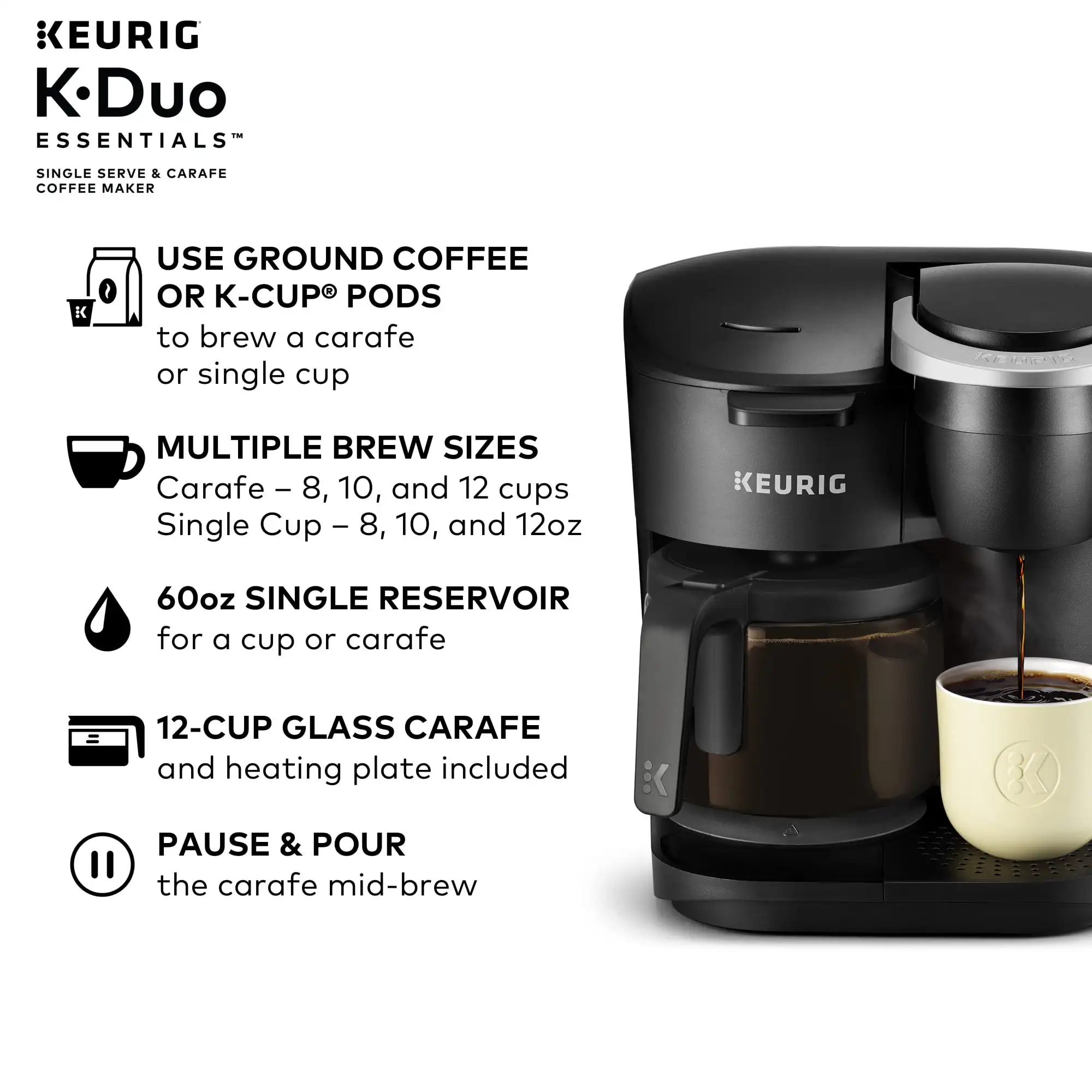 Compatible with K-Cup Pods or Grounds, Combo, Single Serve & Full 10c  Thermal Pot, Black and Stainless - AliExpress