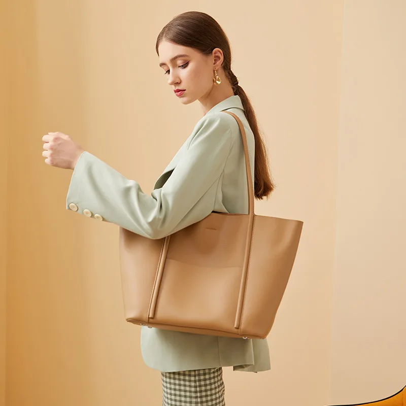 Fashion Solid Color Genuine Leather Shoulder Crossbody Bags For Women Cowhide Large Capacity Handbags Female Messenger Bag