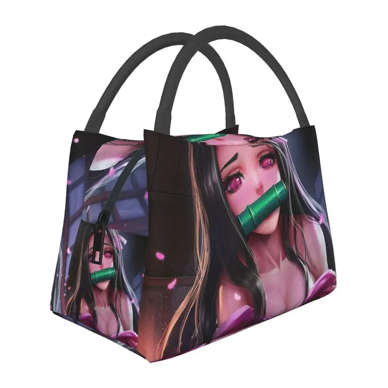 

Nezuko Kamado Demon Slayer Insulated Lunch Bags for Women Kimetsu No Yaiba Portable Cooler Thermal Food Lunch Box Work Travel