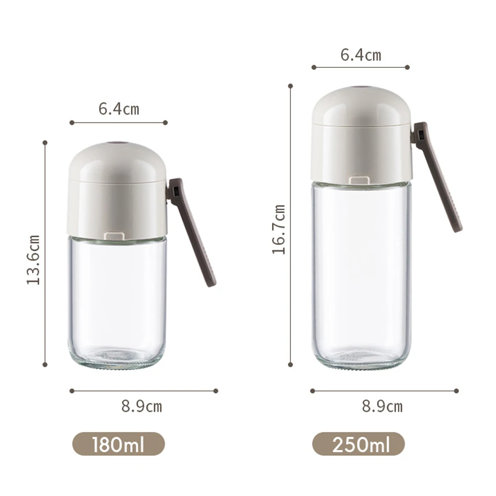 Seasoning Box Salt Shaker Stoppers Quantitative Salt Shaker Glass Seasoning Bottle Dispenser Leakproof Sealing Spice Containers Kitchen Organizer 180ml/250ml