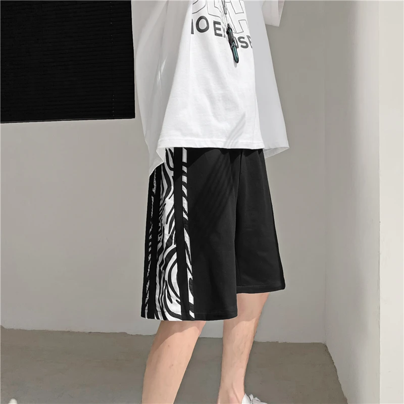 Zebra Quick Dry Summer Mens Lovers Beach Shorts Man Ins Ulzzang Beachwear Shorts Hip Hop Punk Dance Knee Length Design Shorts