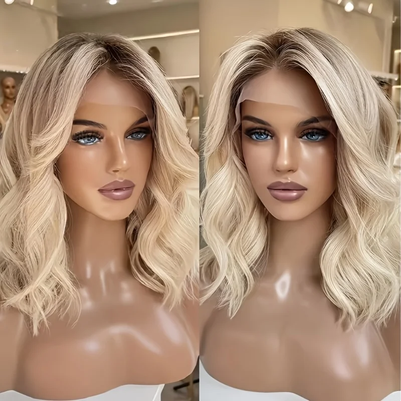 Pre-plucked Ombre Blond body Soft wave Hair 150 density and 13×4 100%human hair wig lace front wig, with baby hair pre plucked 3