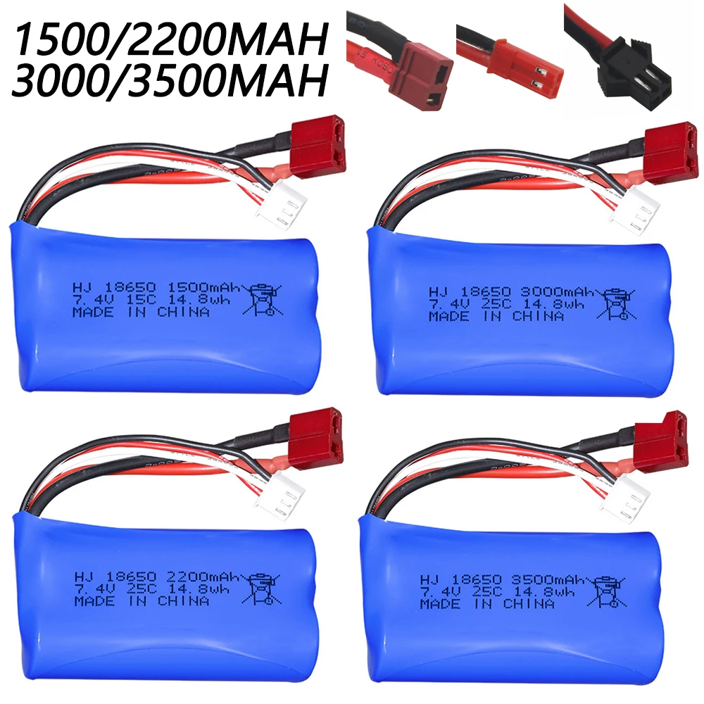 7.4V 1500/2200/3000/ 3500 Mah Jst/T/Sm Plug 18650 2S Batteria Agli Ioni Di Litio Per Wltoys 12423 10428 12429 12401 12402A Rc Ricambi Auto