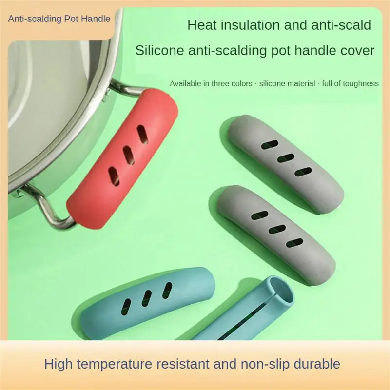 2-8pcs Silicone Hot Handle Holde Non Slip Rubber Pot Holders Pan Ear Clip Cast Iron Handles Grip Cover Heat Resistant Potholde