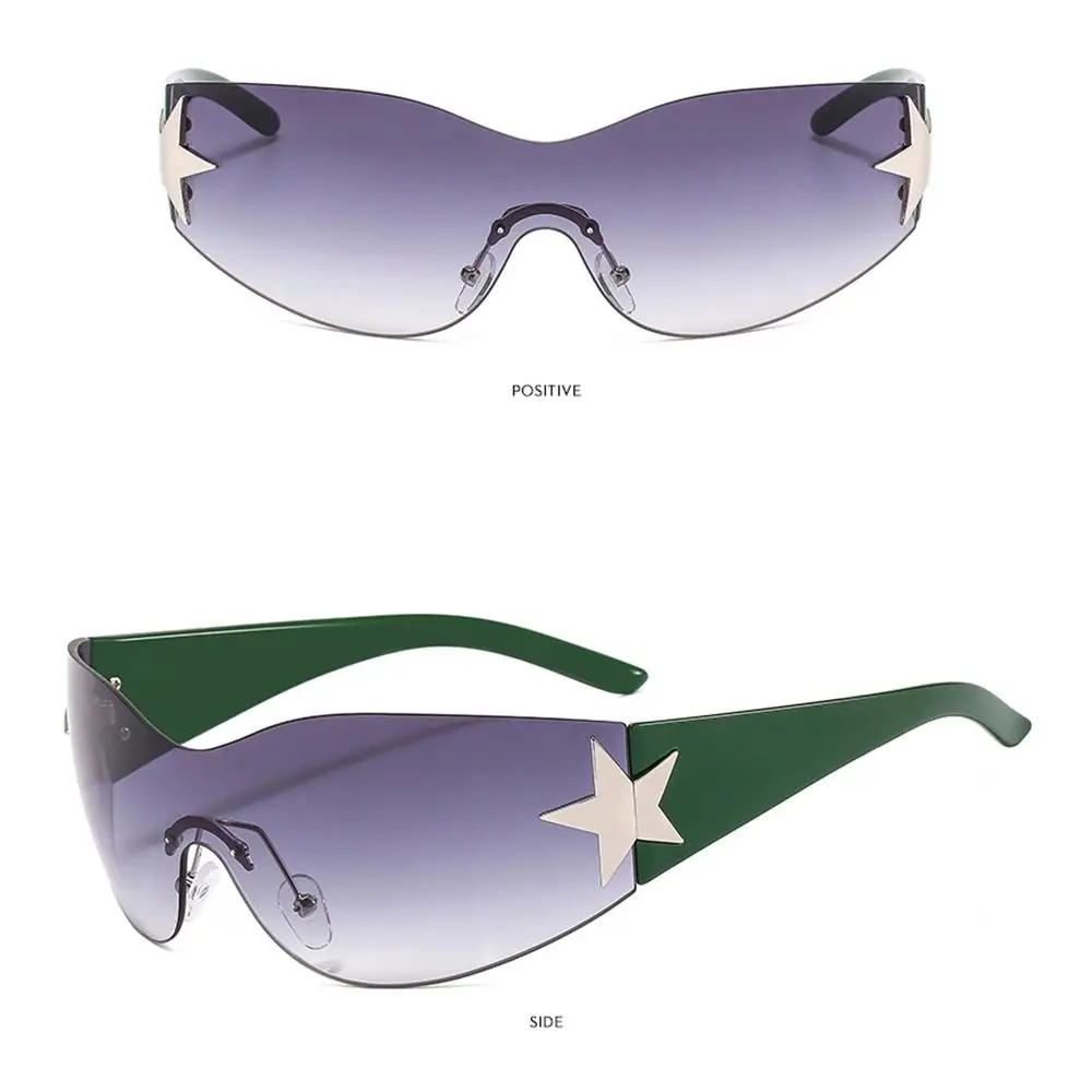 Rimless Sunglasses Oversized Trendy Y2K Wrap Around Sunglasses Punk One Piece Goggles Sports Sun Glasses Shades Driving_voghion.com