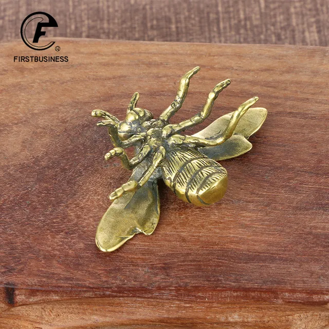 Szilárd Sárgaréz Rovar Mézelő Figurák Miniatűrök Tea Kisállat Vicces Bogár Kézműves Kollekció Asztali Kis Díszek Otthoni Dekorációk - Image 3