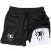 Y2K Performance Shorts Men Spider Printed GYM Casual Sports Compression Shorts Workout Running Mesh 2 In 1 Sport Short Pants 1