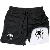Y2K Performance Shorts Men Spider Printed GYM Casual Sports Compression Shorts Workout Running Mesh 2 In 1 Sport Short Pants 1