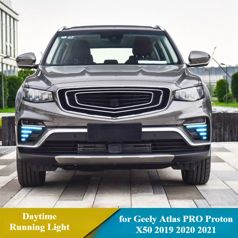 Car LED DRL Daytime Running Light for Geely Atlas PRO Proton X50 2019 2020 2021 with Yellow Turn Signal Light Fog Lamp Cover detail image 3