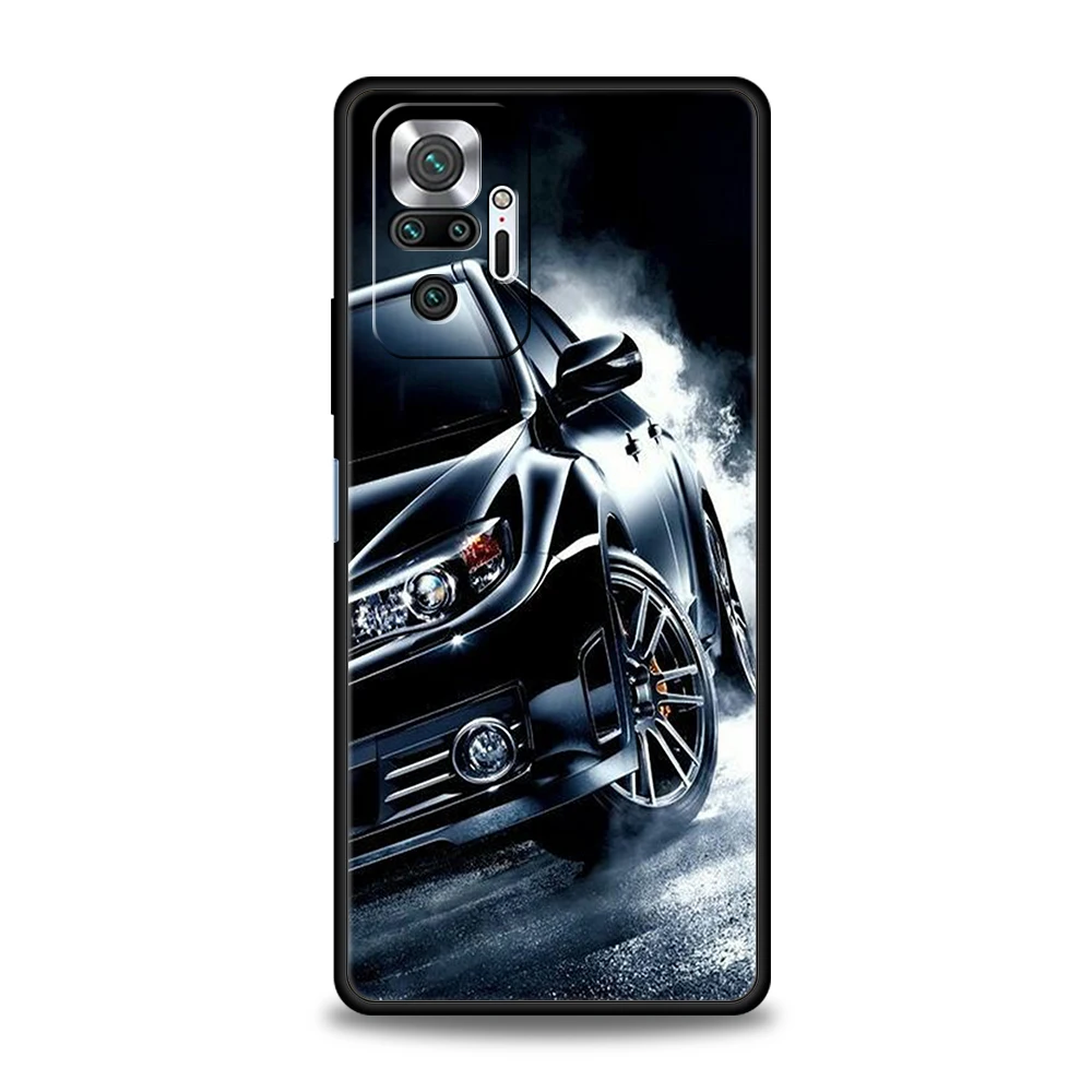 Sleek Black Sports Car Phone Case - Soft Shell Cover
