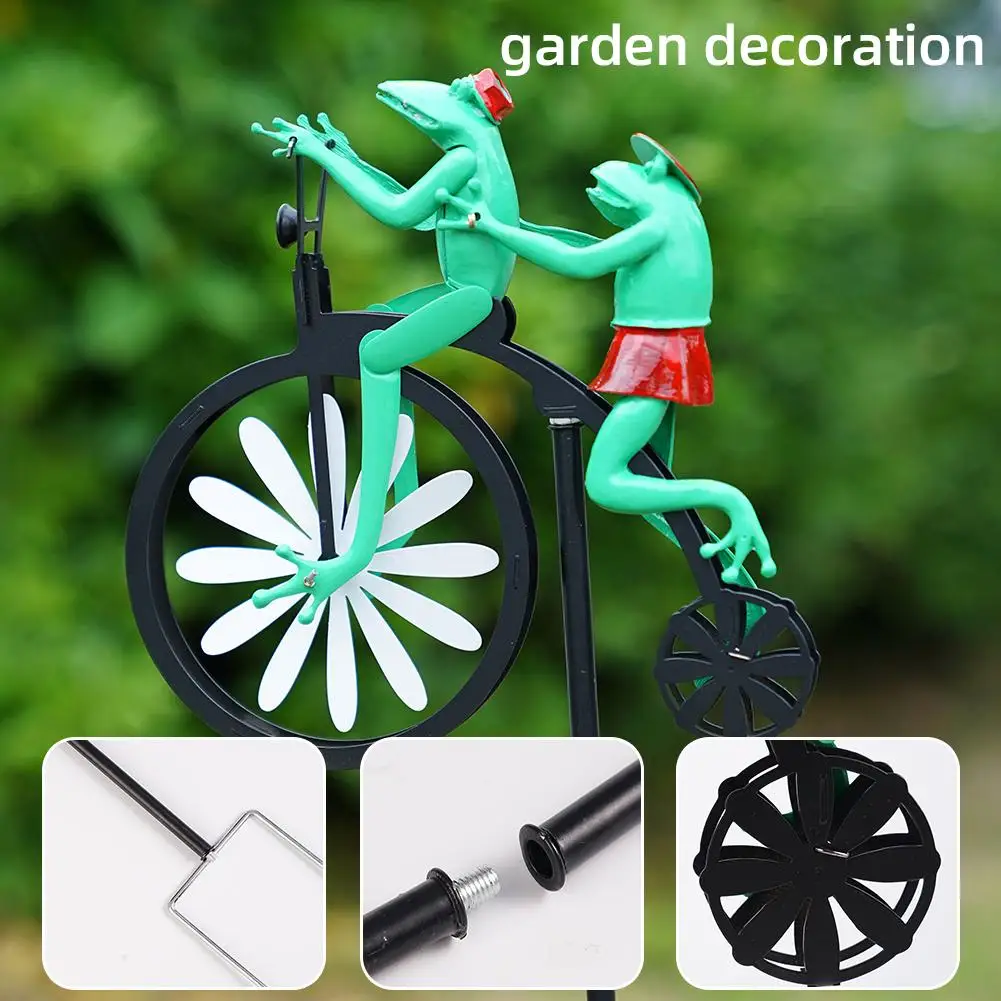 

Frog Bike Ride Iron Windmill Animal Yard Fashion Garden Quality High Decorative Crafts Yard Garden Decors V7V1