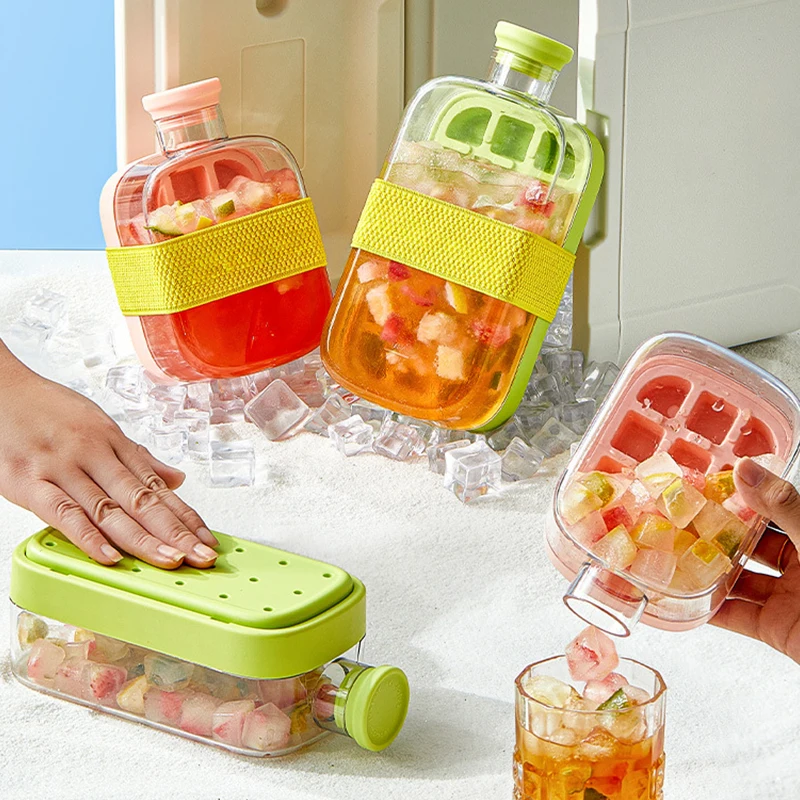 Silicone Ice Cube Making Mold With Lids Ice Kettle Dual-Use Convenient Making Press Non-Contact Deicing Straw Kettle