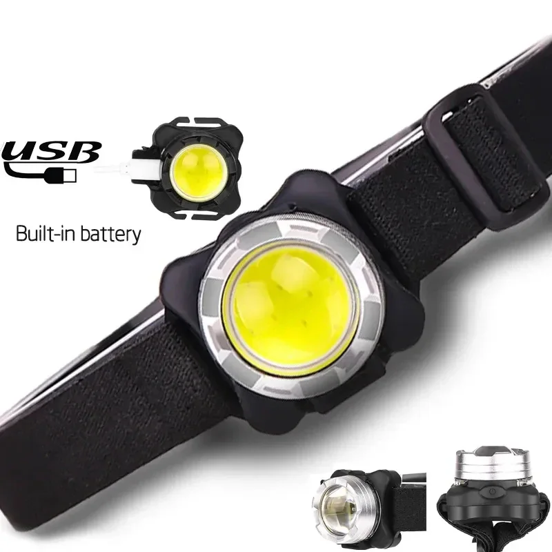 USB 충전식 COBLED 헤드라이트 내장 1200mah 배터리 휴대용 토치 헤드램프 야외 방수 낚시 캠핑 라이트