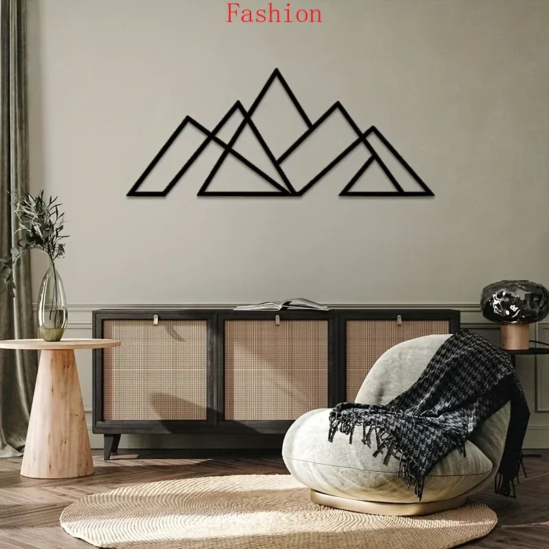 

Geometric Mountains Metal Wall Mounted Art Metal Home Decor Rust Free Aluminum Composite Wall Hanging Decor Metal Livingroom Art
