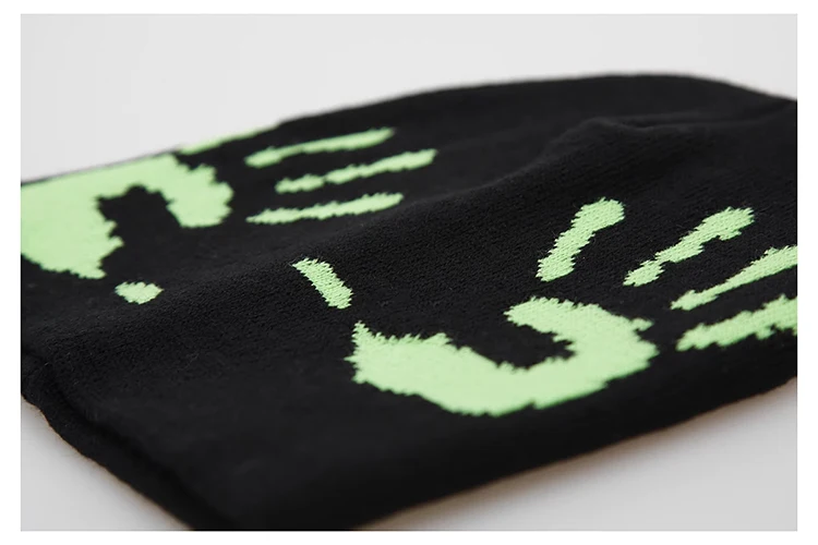 Hands Graphic Print Knit Beanie: Y2K Streetwear Aesthetic - true-deals-club