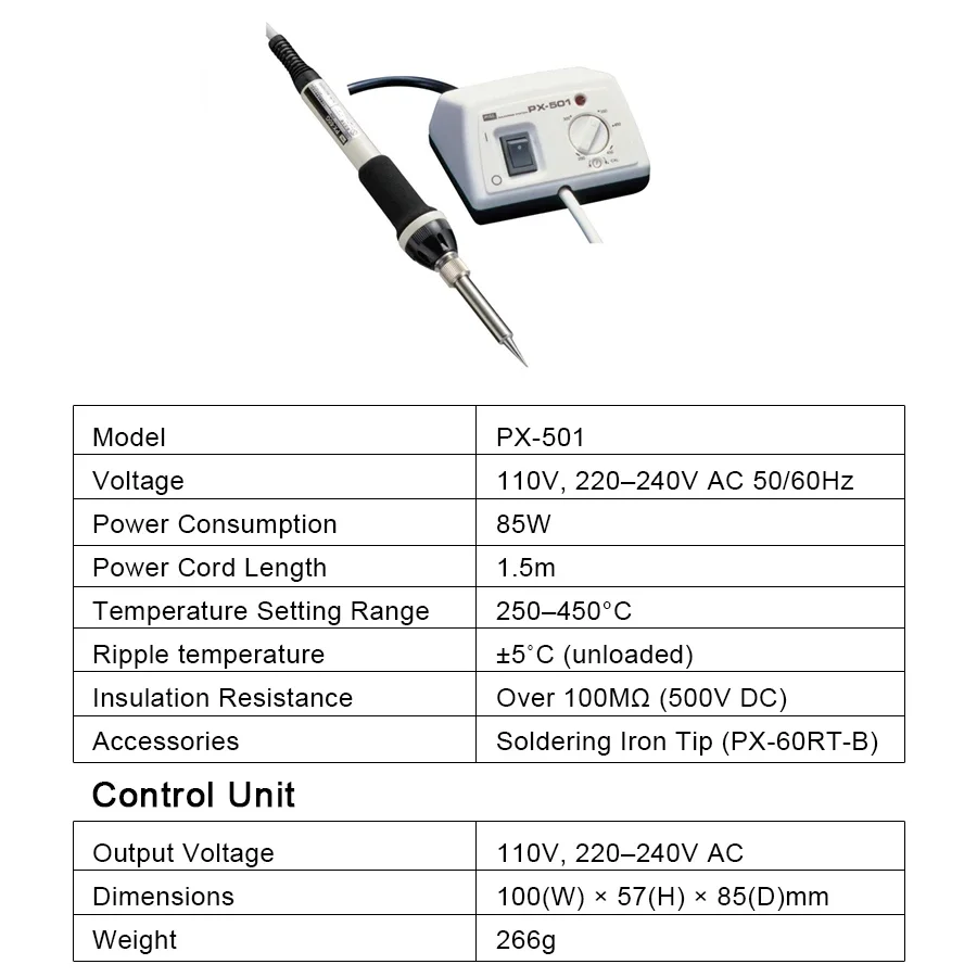 GOOT PX-501 Mini Soldering Station with Temperature Controlled without Iron Stand 250℃-450℃ Anti-static Rapid Heating Up 2