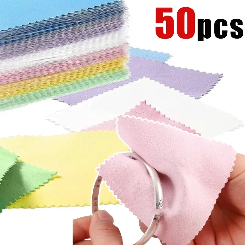 

1-50pcs Silver Color Polishing Cloths Glasses Sterling Cleaning Cloth Soft Wipe Colorful Polish DIY Making Jewelry Tools