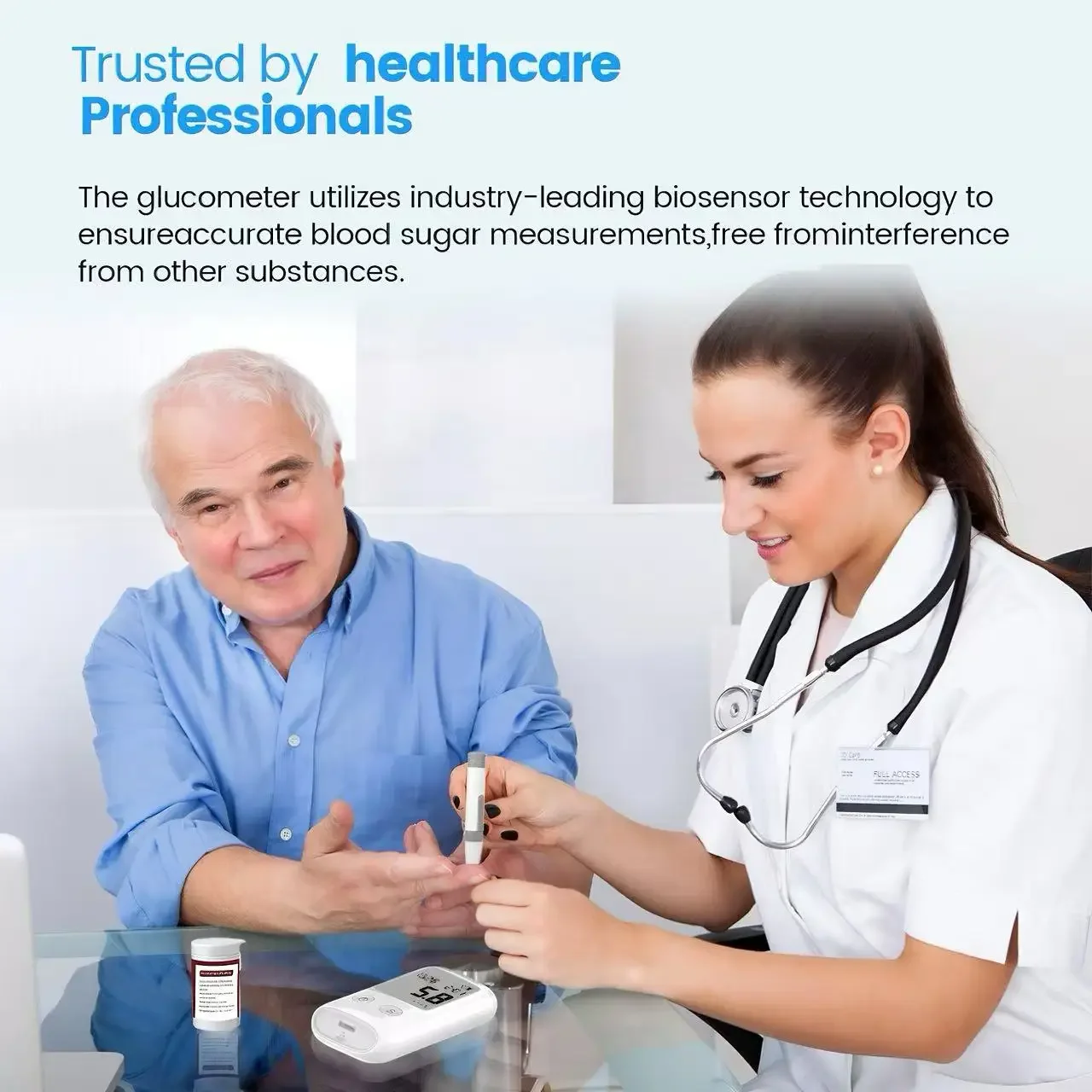 Portable Blood Glucose Tester Household Medical Grade Blood Sugar Accurate Reading Health Detection Device With Test Strips 5