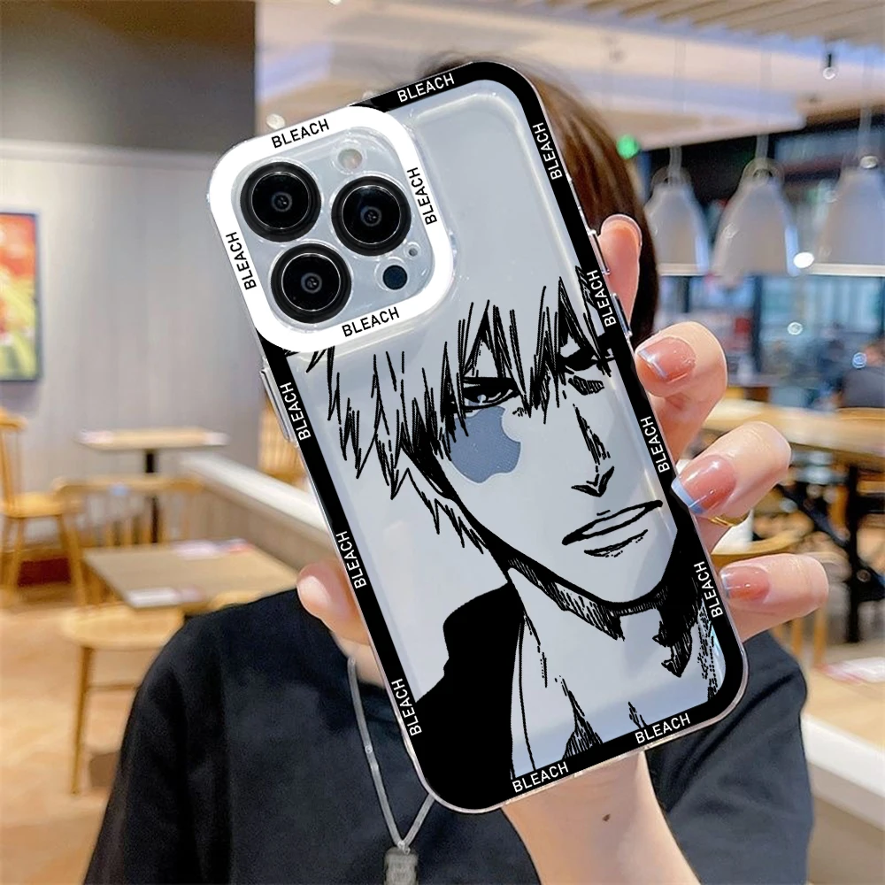 thumbnail image 1 of BLEACH Anime funda de teléfono para iPhone 15 14 13 12 11 Mini Pro Max X XR XSMax 6S 6 7 8 Plus SE20 cubierta transparente, 1 of 5
