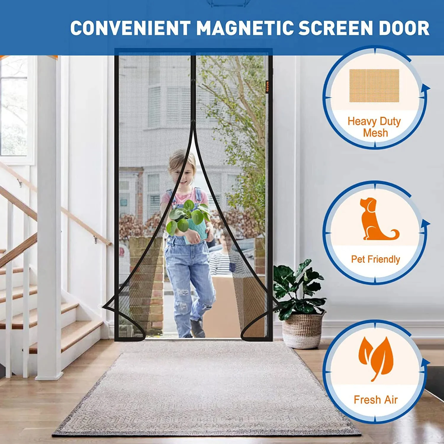 Description Picture 2 of itemMagnetic Screen Door Curtain Anti Mosquito Insect Fly Bug Polyester Soft Door Curtain Home Ventilation Door Curtain for Summer