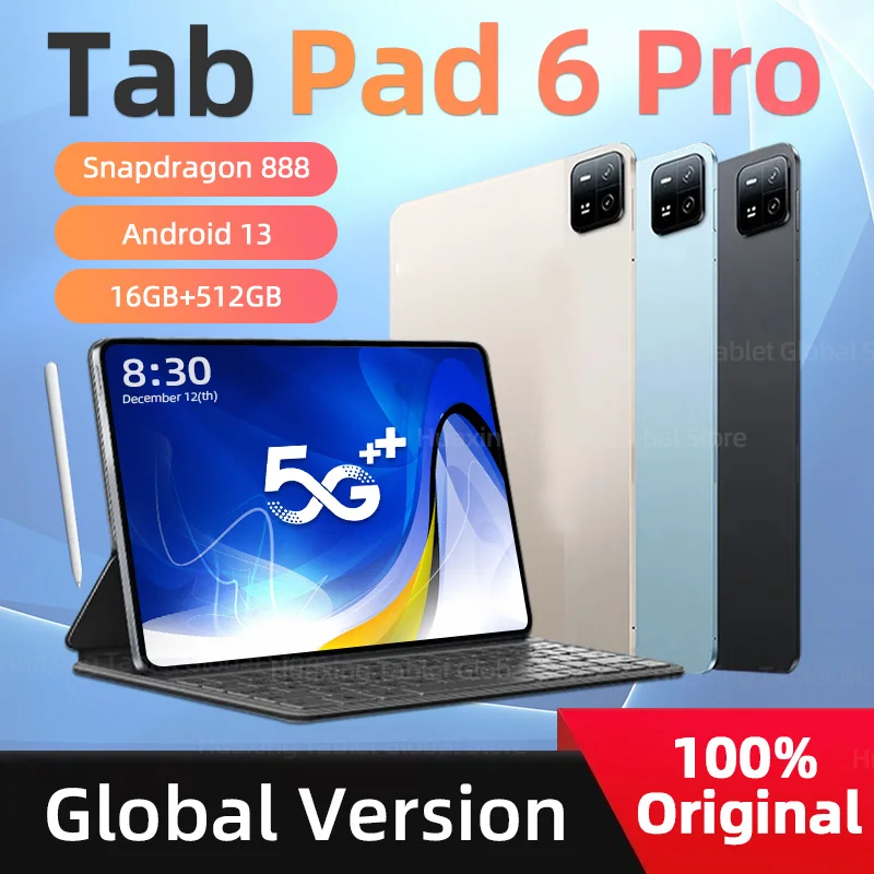 

2024 New Original PAD 6 PRO Tablet Android 13 Snapdragon 888 16+512GB 10000mAh 11 Inch 5G Dual SIM GPS Bluetooth WiFi WPS Mi Pad