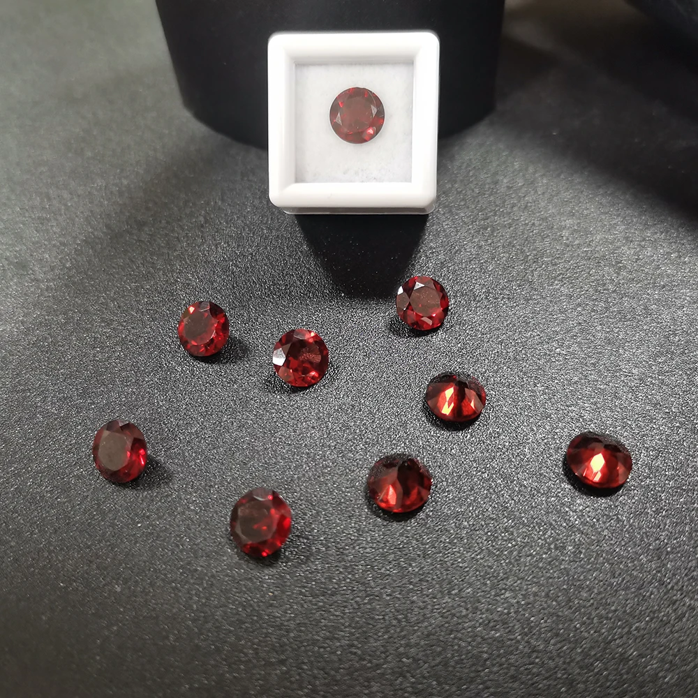Loose gemstones HOYON Natural Stone Round Cut 6.5*6.5mm 1.2Ct Loose Gemstone Garnet For Ring Earring Jewelry Making Accessories