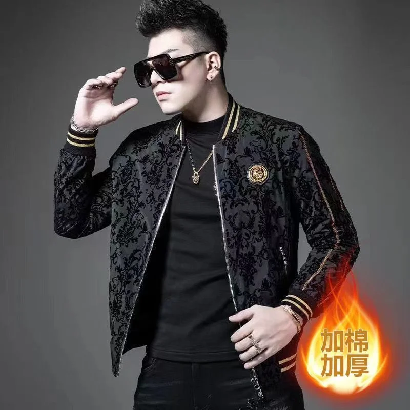 

Luxury brand Fashion Brand Cotton Thickened Jacket Men's Jacquard Embroidery Baseball Collar Autumn Winter 2023 Korean