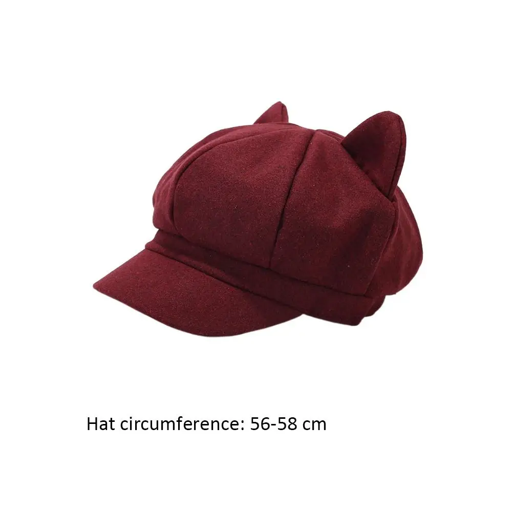 귀여운 고양이 귀 모자 화가 모자, 베레모 모자, 오리 혀 모자, 따뜻한 모자, 팔각형 모자, 짧은 처마, 클래식 패션 버전, 레이디 소녀