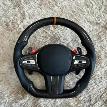 Personalizzato Per BMW M1 M2 M3 M4 M5 G Serie F40 F44 G20 G21 G28 G22 G29 G80 Volante per auto in pelle in fibra di carbonio con pagaie