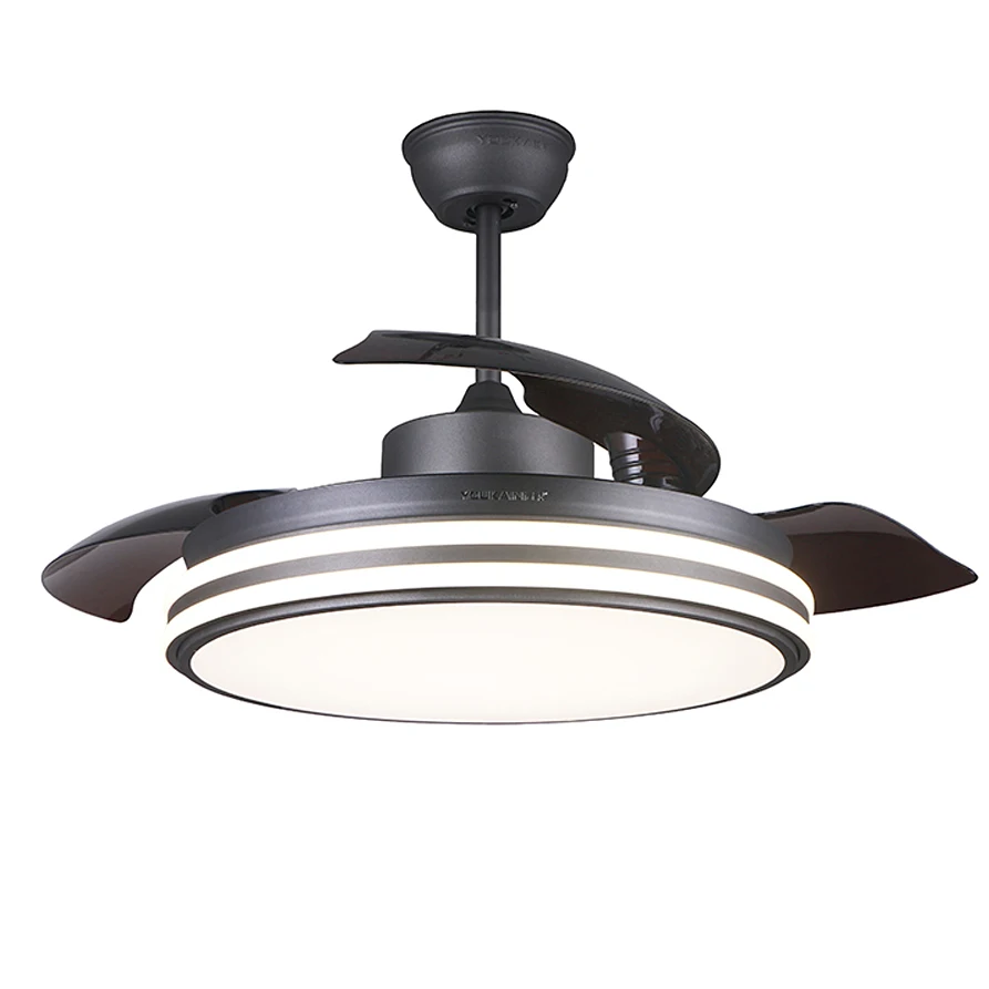 

Intelligent chandeliers fan 42'' inch 4 colors light adjustment retractable blade ceiling fan with remote control