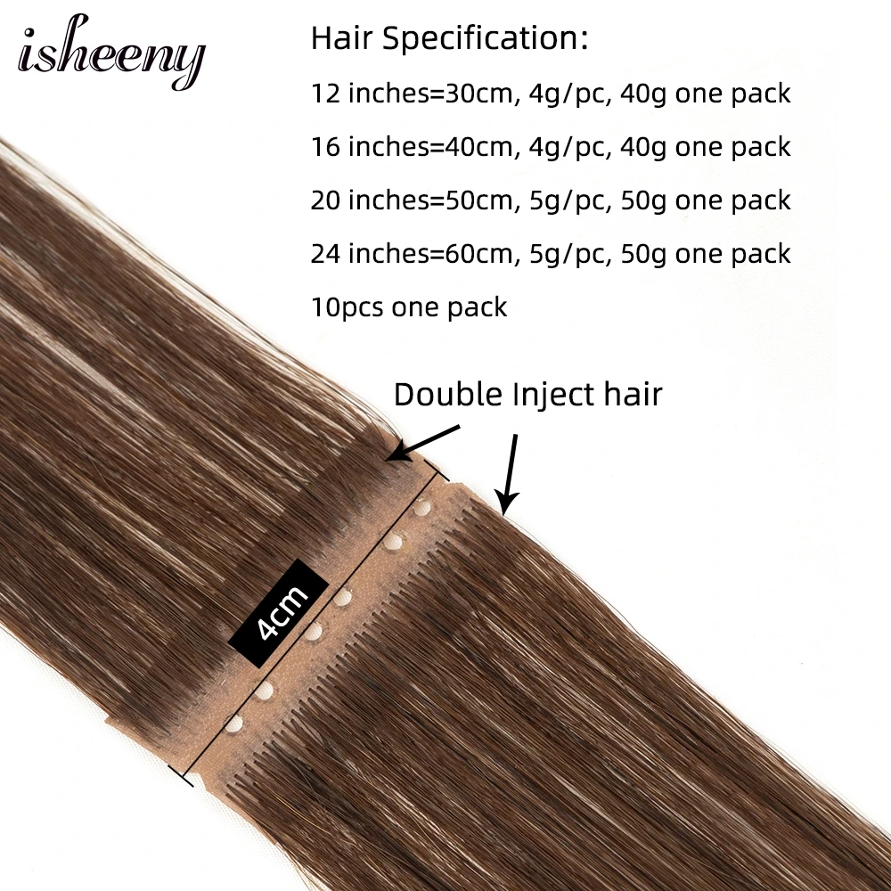Human Hair Extensions Hair Extensions isheeny 12"-24" Invisible Hole Hair Extensions Blonde Twin Tab Hair Weft Pull Through Human Extensions PU Skin Bundles