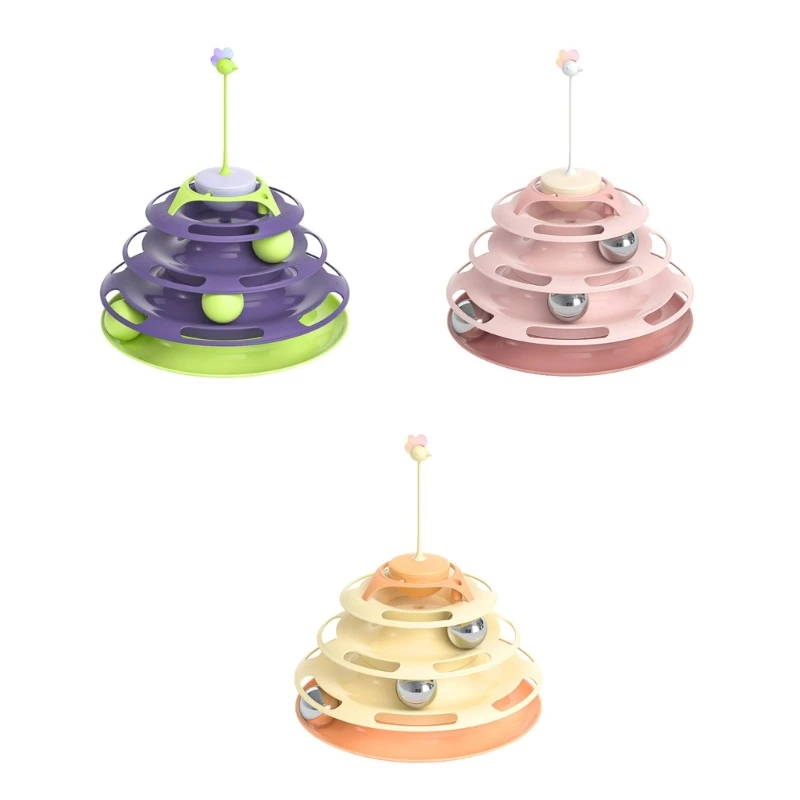 

Cat Toy Roller 3 Level Tower Interactive Ball Toy for Indoor Cats with 3 Ball Tumblers Teaser Fun Exerciser Game Dropshipping