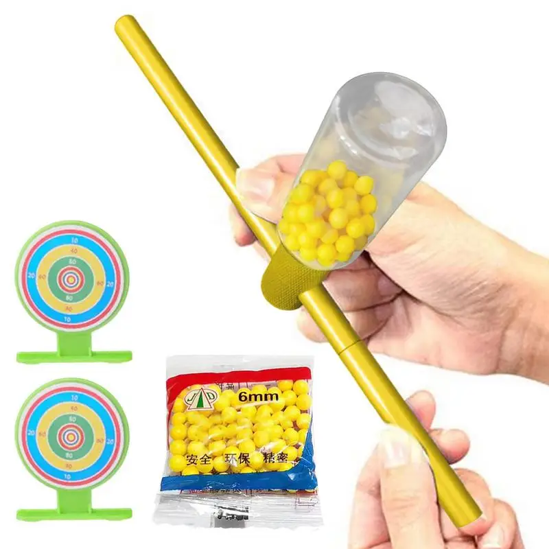 

Soft Pinball Launcher Small Ball Shooter Crackling Tube Outdoor Children Toy Aluminum Alloy Imitation Bamboo Craft Shootings Toy